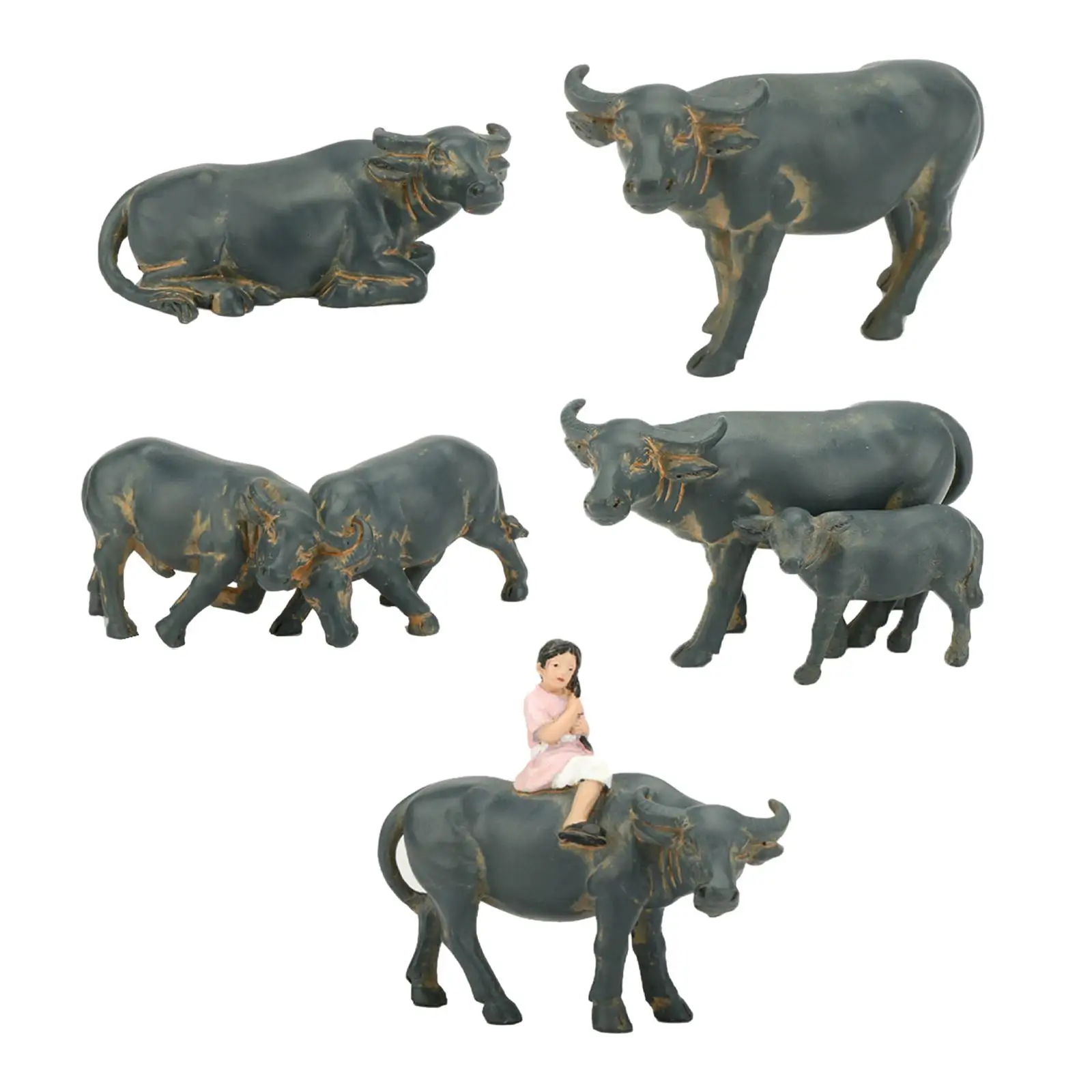

Buffalo Statue Miniature Buffalo Figurine for Office Micro Landscape Desktop