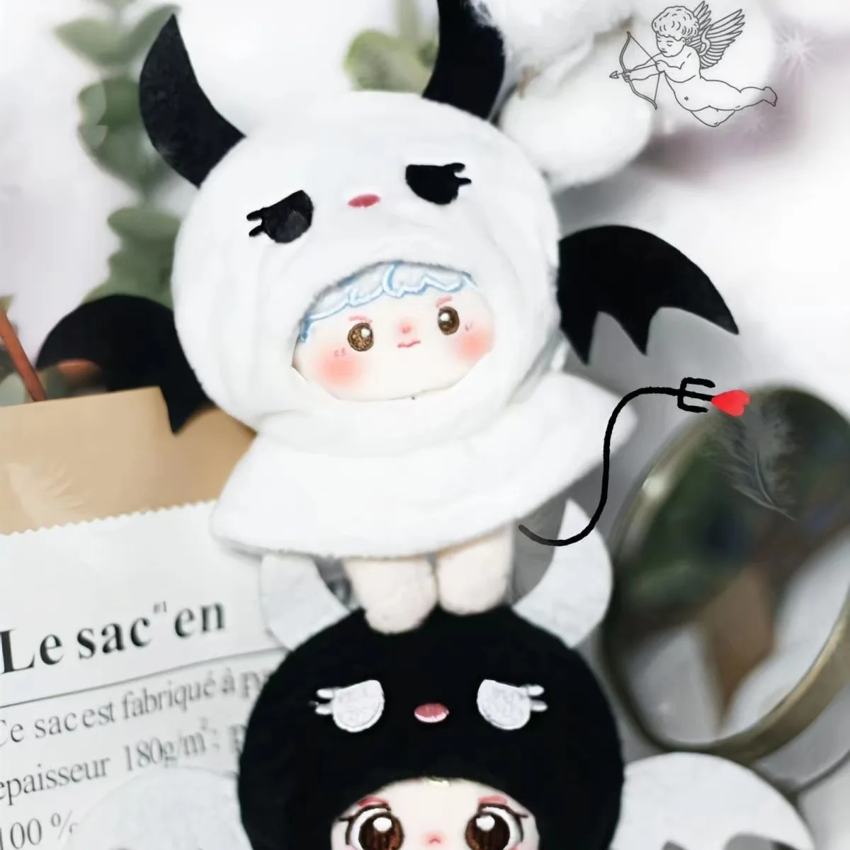 

2023 New Halloween Costume for 10 cm Plush Doll Black White