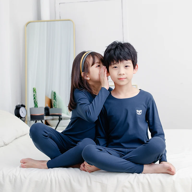 ملابس داخلية حرارية أحادية اللون للأطفال ، ملابس ا...