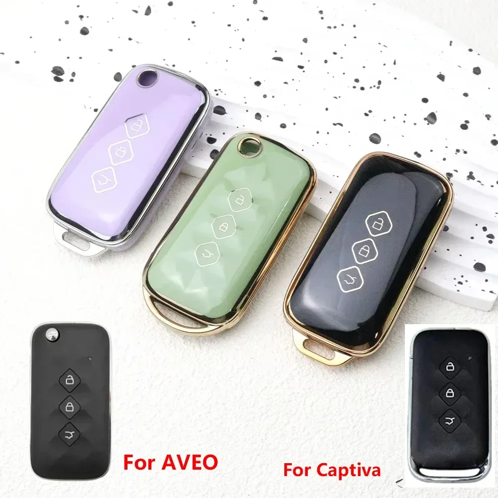 Key Case Key Case Cover 3 Bottons Tpu Car Key Case Cover Shell for Chevrolet Aveo Captiva Key Holder Remote Control Keychian Accessories
