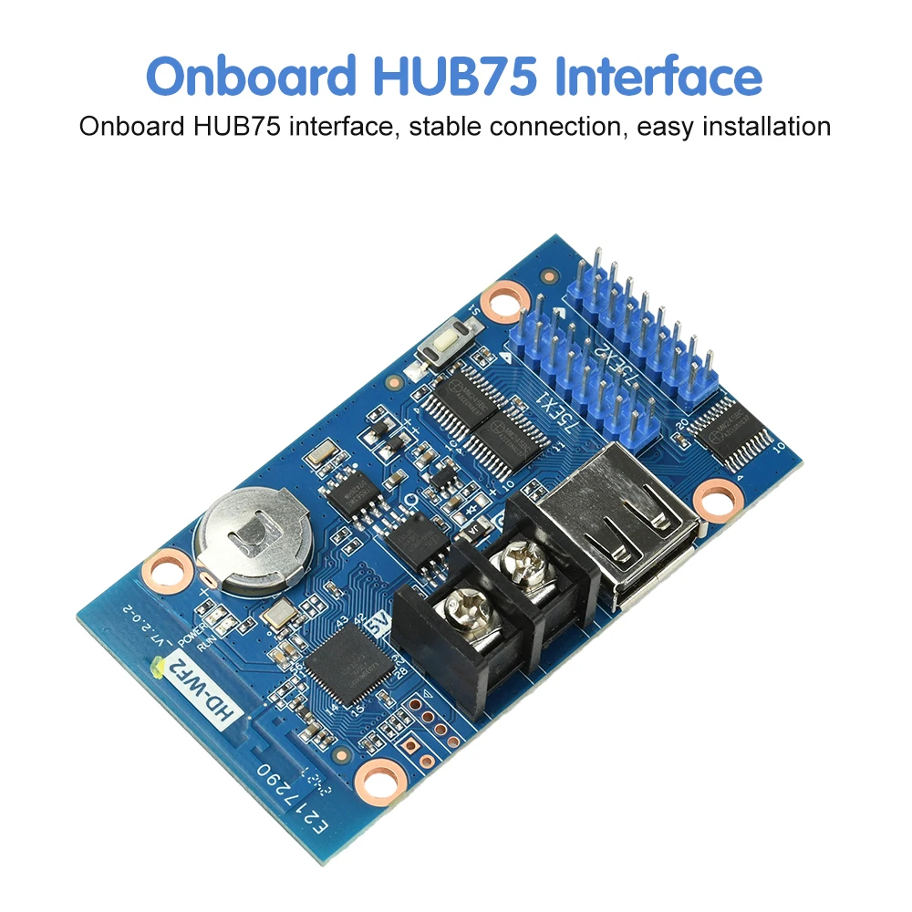 HD-WF2 HUB75 포트 WIFI 무선 LED 컨트롤러 RGB 패널 실내 컬러풀 도어 디스플레이 도어 헤드 스크린 컨트롤 카드