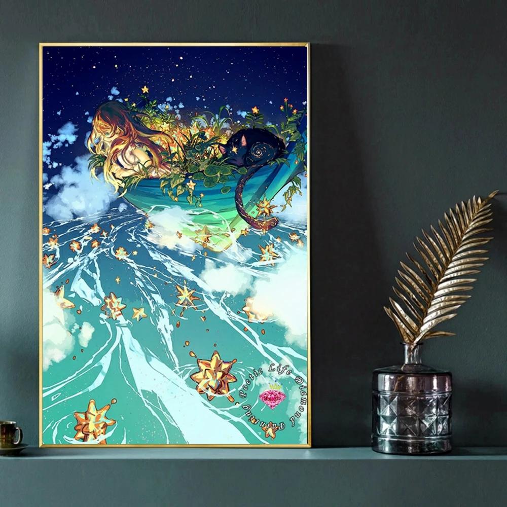 Description Picture 4 of itemDreams River Skeleton Flower Diamond Rhinestone Painting Cross Stitch Embroidery Bathtime Stairs Poster Mosaic Cozy Home Decor