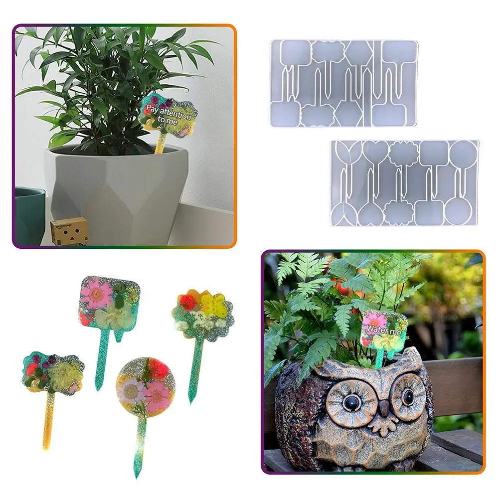 1pc DIY Flower Label Card Gardening Sign Plant Label Silicone Mould Label Crystal Epoxy Resin Mold Handmade Crafts Tool Mold