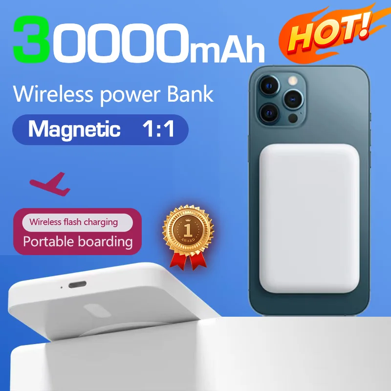 Portable Magneti Auxiliary Spare External Magnetic Battery Pack Power Bank Wireless Charger for iphone 13 14 15Pro Max power bank
