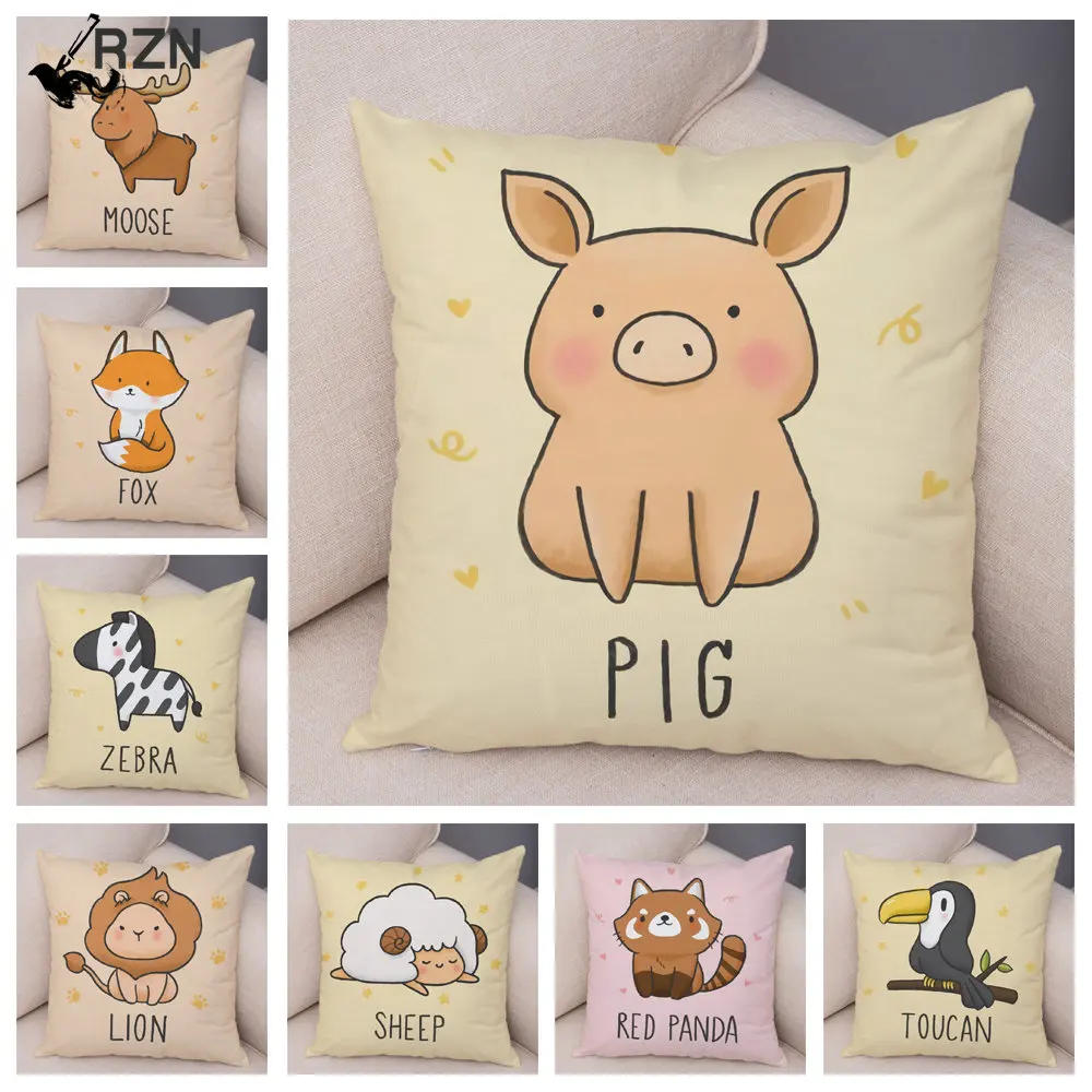 

Nordic Style Pig Sheep Cow Cushion Cover Decor Cute Cartoon Animal Pillow case for Sofa Home Car Horse Pillowcase 45x45cm