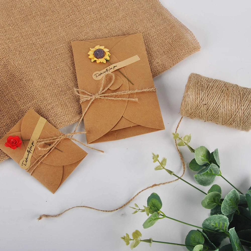 100M/lot 2MM Natural Jute Rope Twine Braided Cord String Arts Crafts Gift Wrapping Christmas Wedding Decor