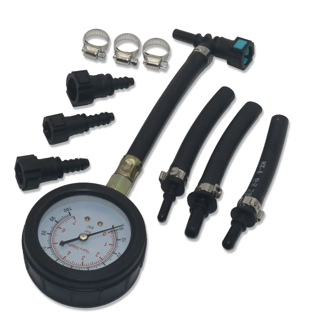 0-140PSI Fuel Injector Injection Pump Pressure Tester Gauge Kit Black Case Fuel Pressure Tester Kit Car Tools