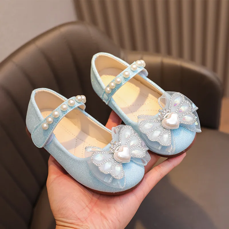 Girls Leather Shoes for Party Wedding Children Mary Janes Princess Shoes with Bow-knot Fashion Kids Performance Dress