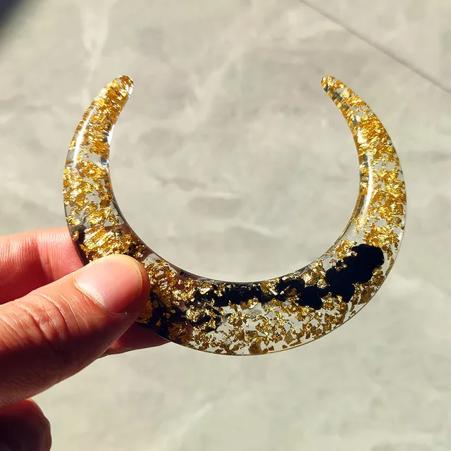 Handmade Crescent Moon Hair Forks Gold 