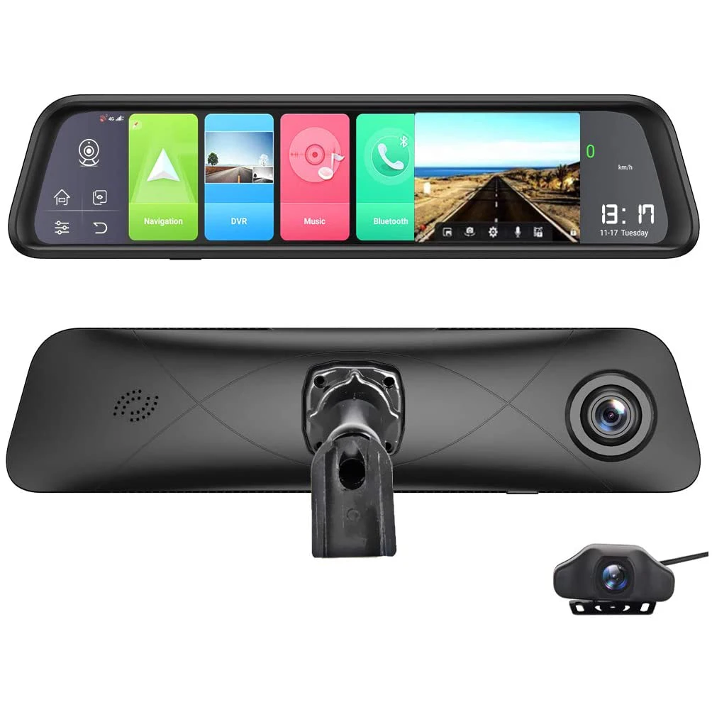 

12”Touch Screen Dash Cam 4G RAM+32G ROM Android 8.1 Mirror Dash Cam with WIFI GPS Remote Monitor Bluetooth Dual Lens FHD 1080P