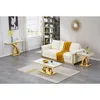 Square End Table,22.8" Modern White Faux Marble Side Table,Nightstand Bedside Table Small Accent Table with Gold Mirrored Finish 5
