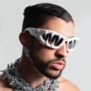 Trendy Women and Men Punk Sunglasses with Handmade Drop Glue Shark Teeth Design Fashion Shades for Party Hip-Top Eyewear UV400