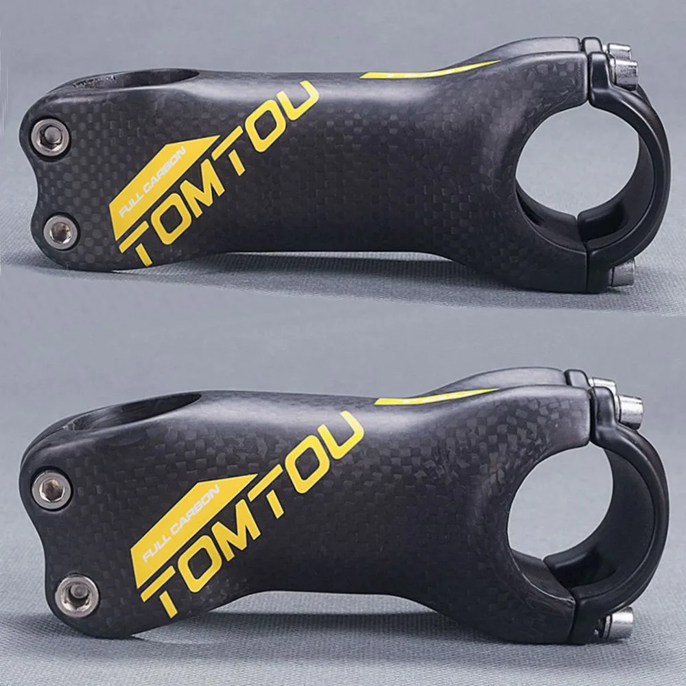 

TOMTOU Carbon Fibre Stem Angle 6/17 Degree For Handlebar 31.8mm Bike Mountain or Road Bicycle Parts Stem Yellow Logo 3K Matte