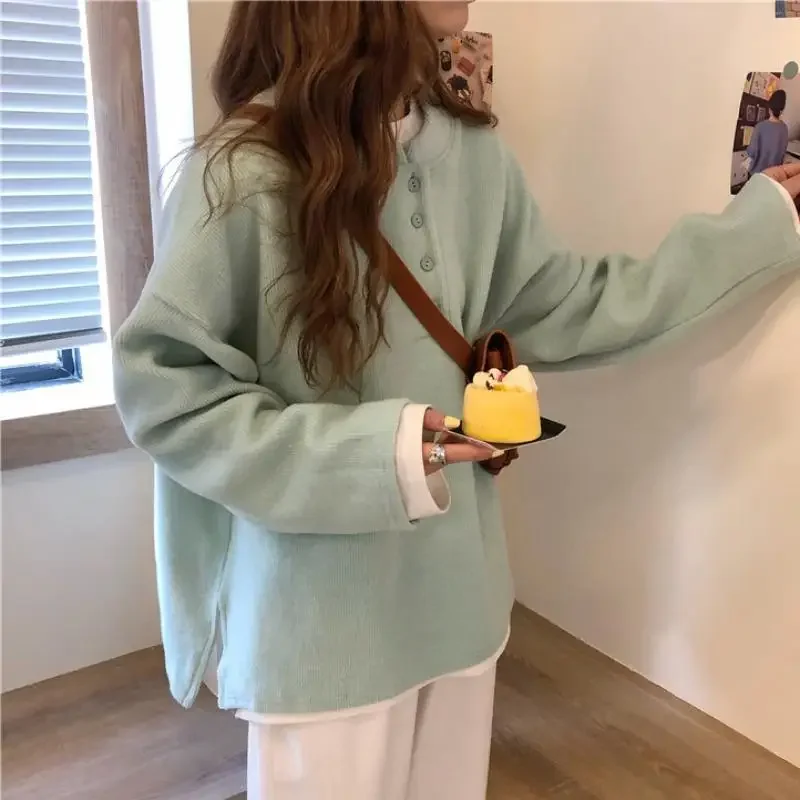 Korean Loose College Long Sleeve Ladies Pullover Women Lovely Chic Ins Clothing All-match Pure Simple Harajuku Sweatshirt Tops