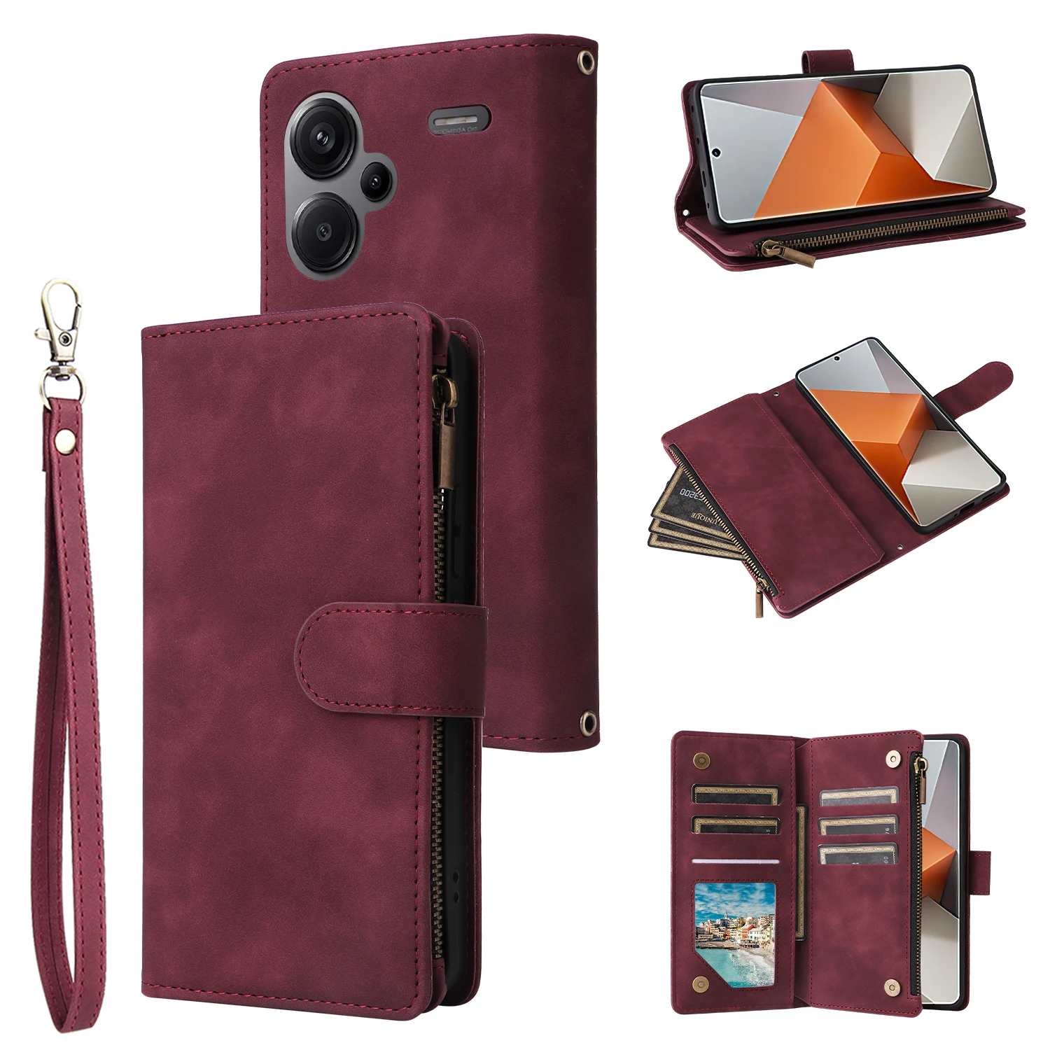 

CAESBON Wallet With Card Slot Magnetic Flip Leather Case For Xiaomi Redmi Note 13 Pro Plus 12S 11 10 9 8T 13C 12 10C 13T Cover