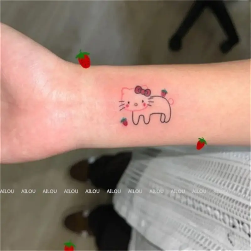 かわいいハローキティタトゥーステッカー漫画クロミフラワーアームヘビ