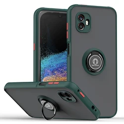 Durable Armor Matte Case with Ring Holder Stand and Magnetic Grip - Shockproof Protection for Xcover 7 (Dark Green)
