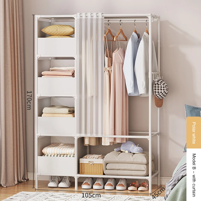 Cloth Wardrobe DIY Assembly Hanging Clothes Racks Bedroom Storage