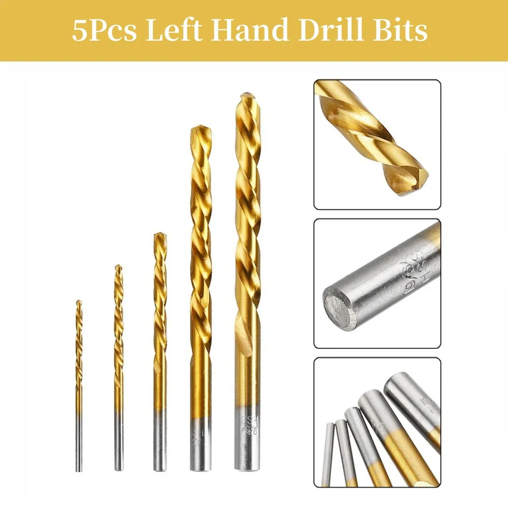 Left Hand Drill Bits Straight Shank Left Way HSS Drilling Tool 3.2-8.7mm Damaged Screw Extractor Set Power Tools