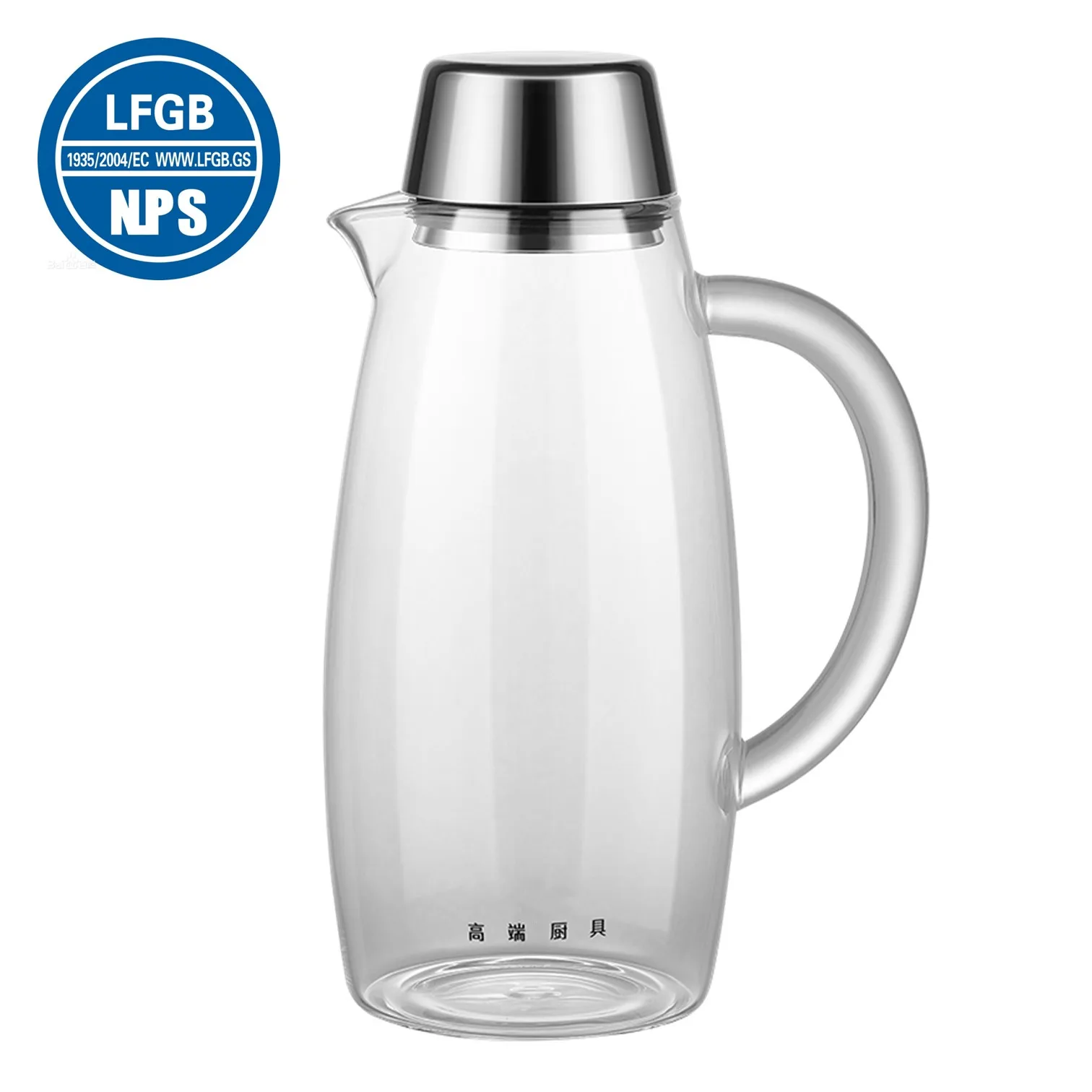 LFGB Certificated High Hardness High-Borosilicate Glass Water Kettle Transparency Bottle -20℃ to 400℃ Resistant 2L Canteen Ewer