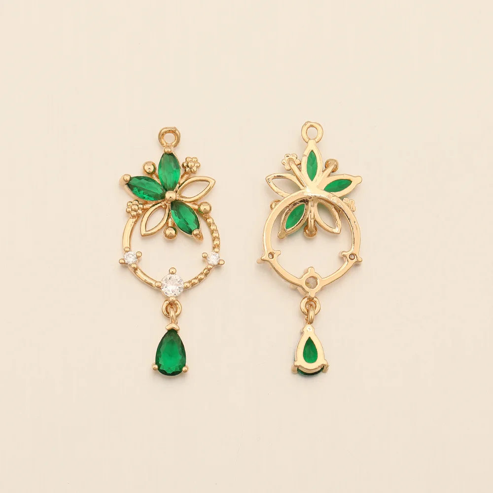 Cordial Design 14*33MM 50Pcs CZ Charms/Flower Shape/Hand Made/DIY Jewelry Parts/Jewelry Findings & Components/Rhinestone Pendant - cordial