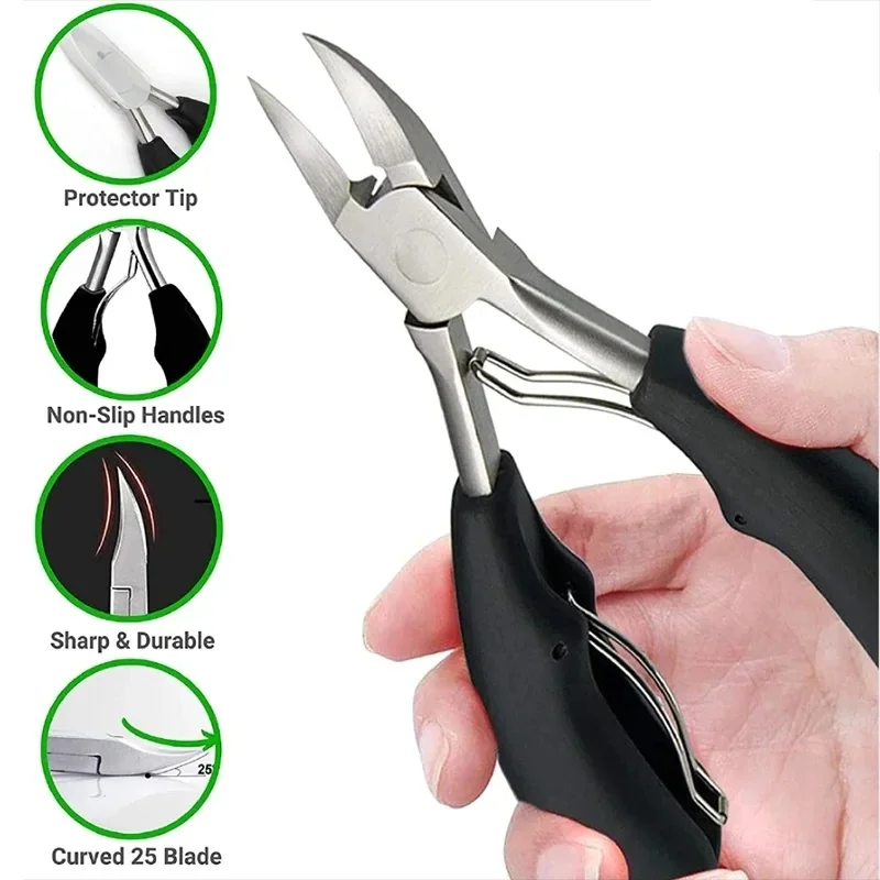 Tronchesino per Unghie Professionale, Strumenti per Pedicure e Paronichia, Set Manicure, Acciaio Inossidabile, Lama Curva Affilata, Pinze Grandi
