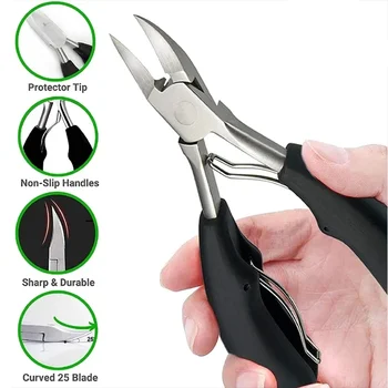 Tronchesino per Unghie Professionale, Strumenti per Pedicure e Paronichia, Set Manicure, Acciaio Inossidabile, Lama Curva Affilata, Pinze Grandi