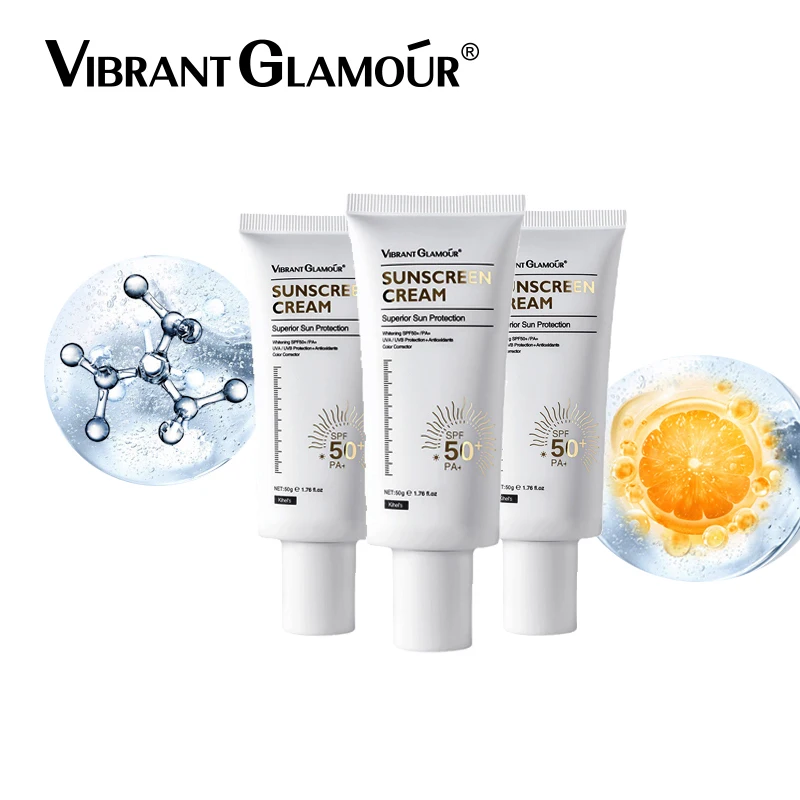 VIBRANT GLAMOUR Sunscreen Cream SPF50+ Anti-Aging Uv Whitening Brighten Moisturizing Body Protection Skin Repair  50g innovatis эмульсия для лица luxury sublime skin protection spf 50 50 0