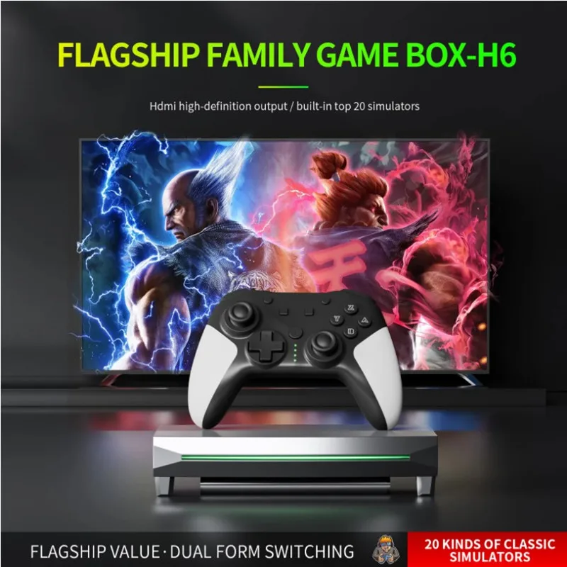 Nuova Console Per Videogiochi H6 Aggiornata Retro Family 4K Gamebox 2.4G Controller Wireless Ricaricabile 40000 Giochi Psp N64 Ps1