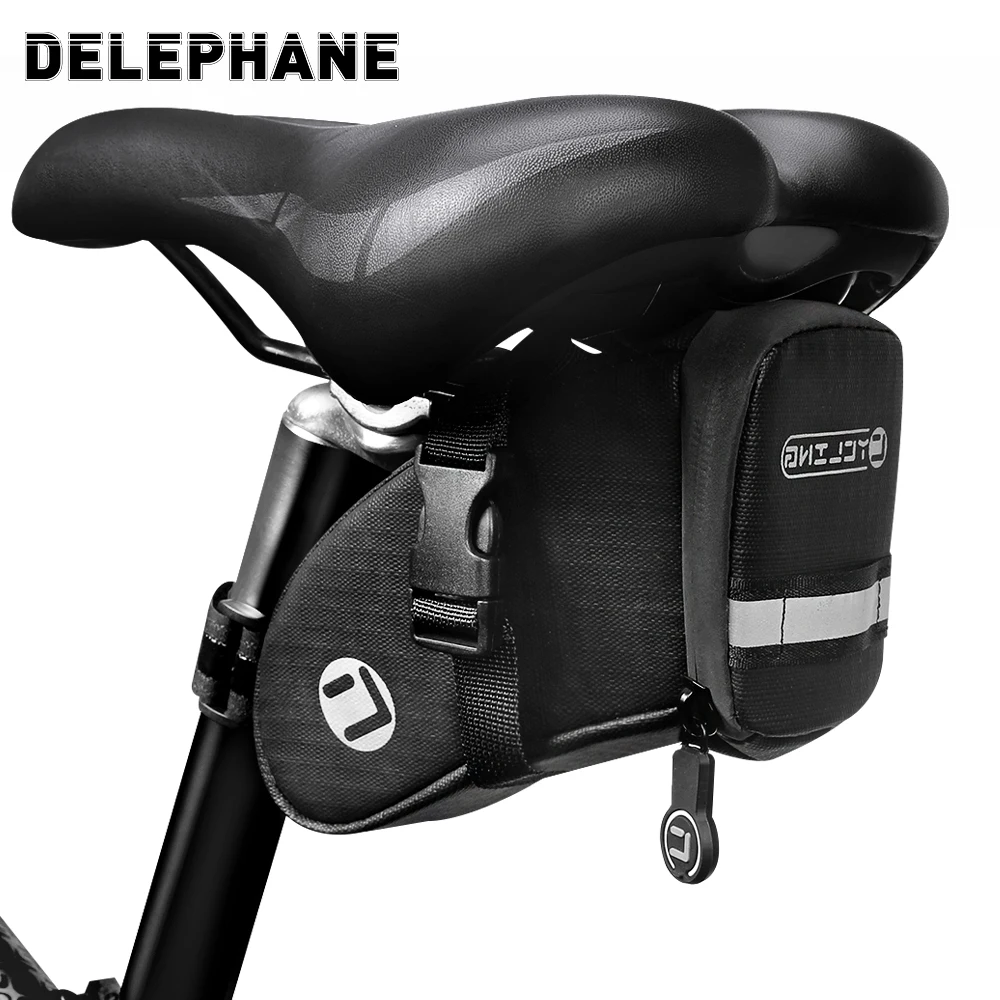 StrapOnBicycleSeatBagSaddleBagWithReflectiveforaSafeRide