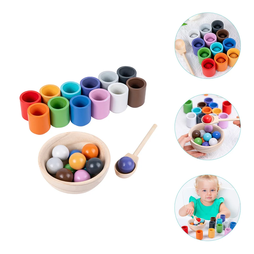 

Деревянные шарики в чашках по методике Монтессори, игра-сортировщик, 12 шариков, цветная сортировка, подсчет, Дошкольное обучение, обучающие игрушки для детей, 1 комплект
