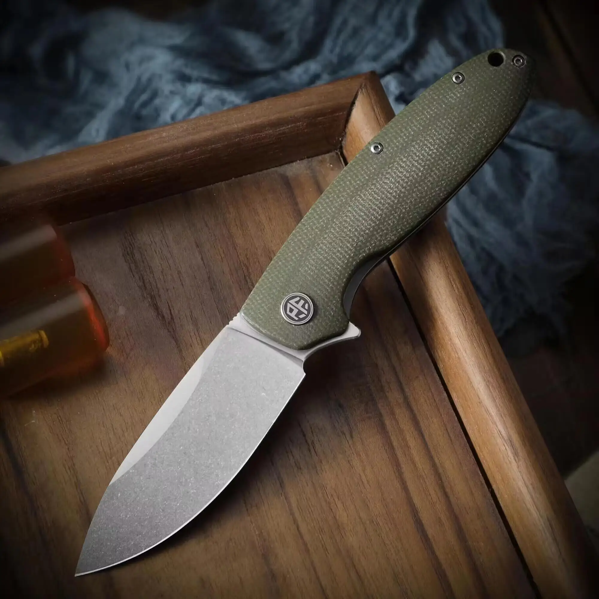 Petrified Fish Original PFB01 Micarta Handle Ceramic Bearing D2 Steel Blade Folding Knife Outdoor Survival Cutting EDC Tool 3