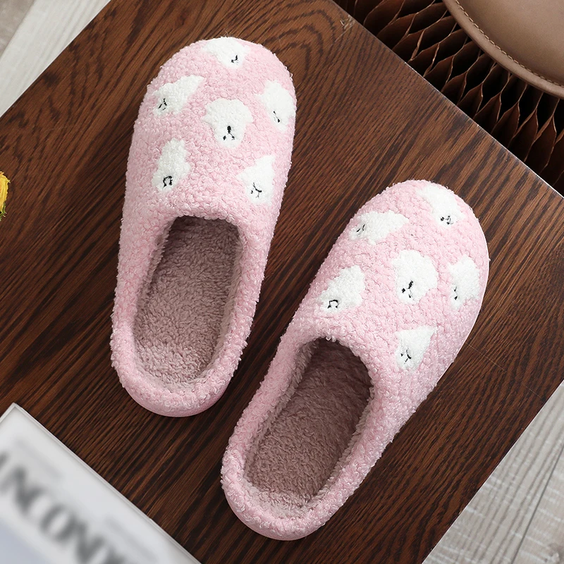Women's Winter Warm Home Slippers Indoor Comfortable Non-slip Cotton Shoes Women 2025 Embroidery Soft Sole Plush Slipper Couple