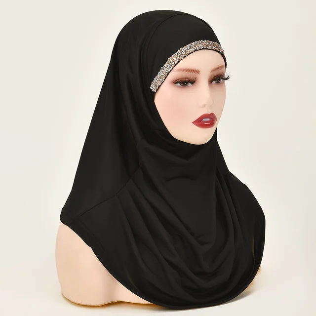 Foulard en chanvre de couleur unie pour femmes, prêt à l'emploi, couvre-cou, Hijabs de sport, châles et enveloppes islamiques sans épingle, nouvelle collection