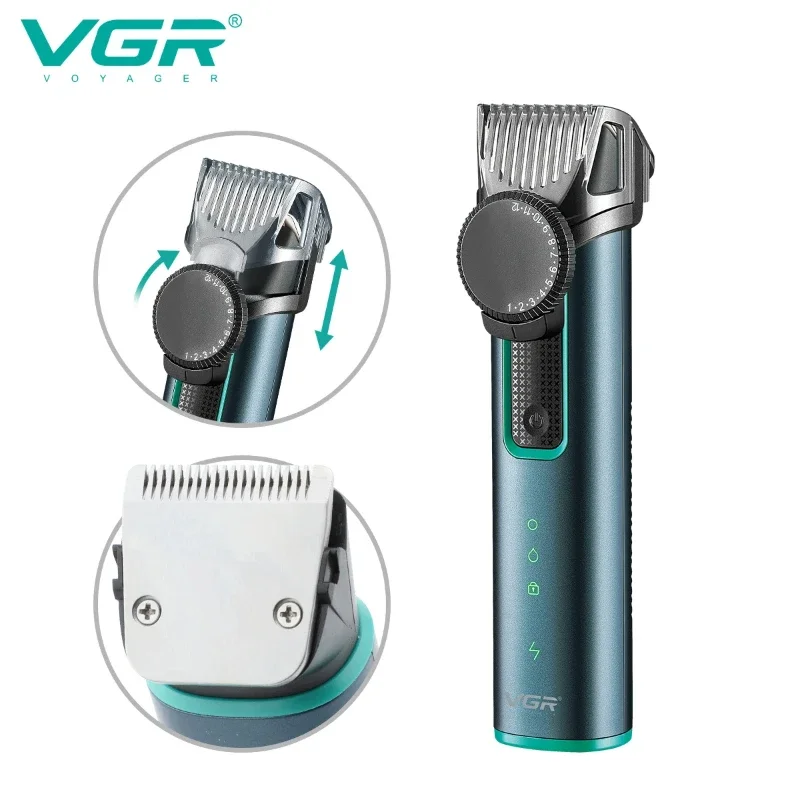 VGR 조절식 수염 헤어 트리머, 전기 헤어 클리퍼, 방수 헤어 커팅, 충전식 이발 기계, 남성용 V-973