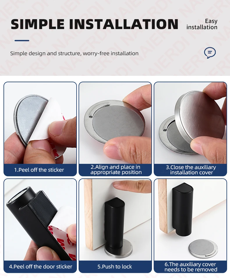 NAIERDI-Aço inoxidável Rolha de porta magnética, Heavy