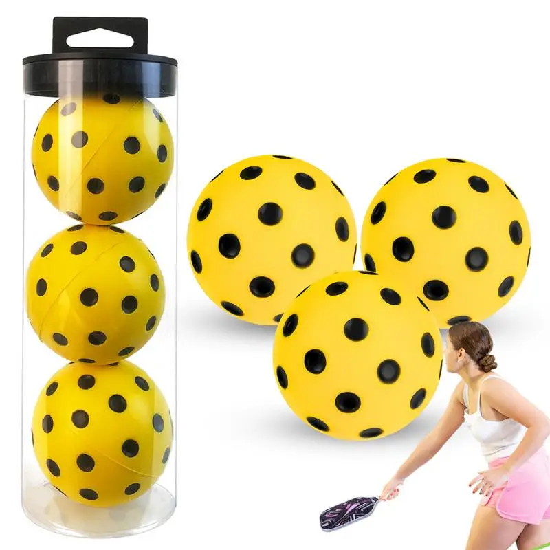 Silent Pickleball Balls Low Noise Foam Pickleballs Practice Balls 3 and Tube Soft PU Pickleball Ball for Indoor Use pickleball balls