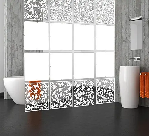 Room Safety Pvc Panel Screen Bird Flower Decoration 15.7"x15.7"x0.032" 12pcs room divider screen