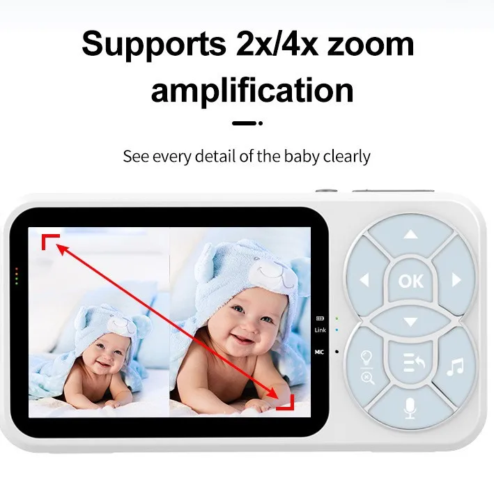 Baby monitor with VOX mode night vision full color lights sound alarm smart baby surveillance camera