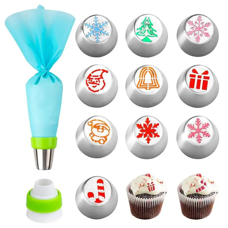 

Christmas Piping Tips 12 Pcs Christmas Cupcake Nozzle Frosting Tips Nozzles Icing Tips Kit Baking Supplies For Cookie Cupcake