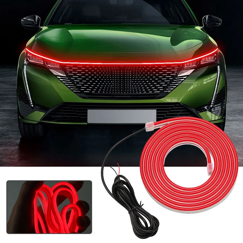 

12V 120cm Daytime Running Light Strip LED Car Hood Light Flexible Auto LED Decorative Atmosphere Lamp Ambient Backlight