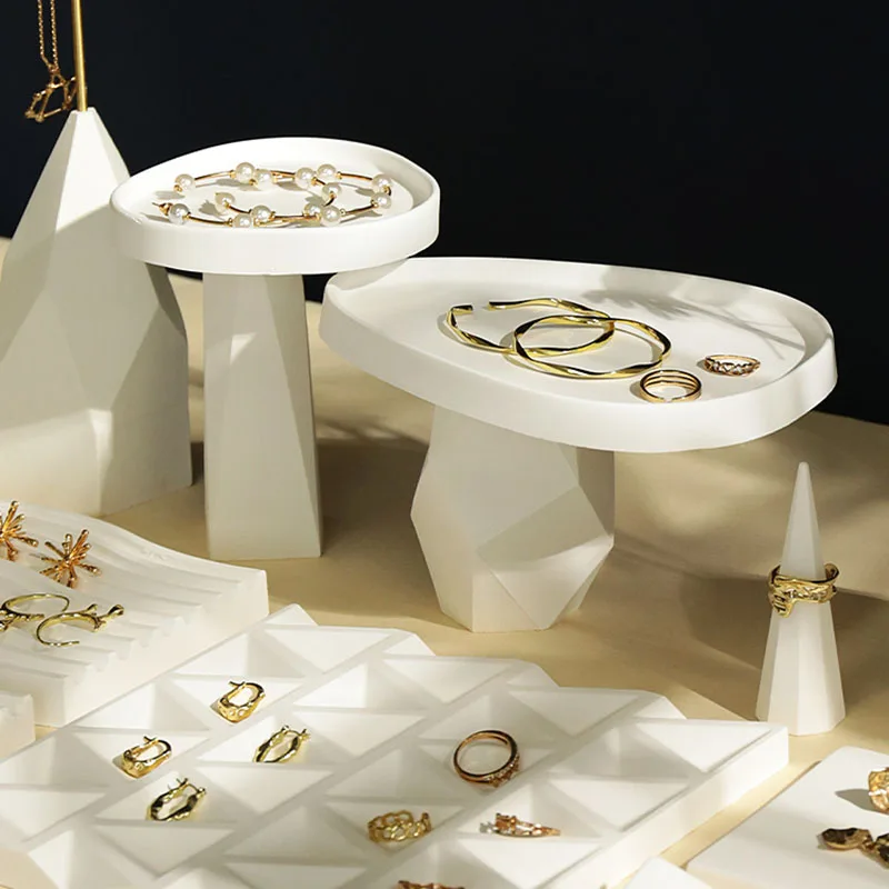 Jewelry display rack, white plaster t-shaped earring ring tray containing jewelry jewelry display photo accessories
