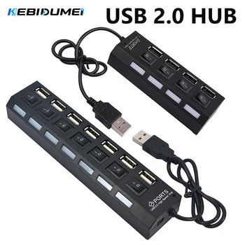 KEBIDUMEI 7 Port USB 2.0 HUB Multi Splitter Expander With Independent Switch USB Dock Station Computer Accessories For PC Laptop 1