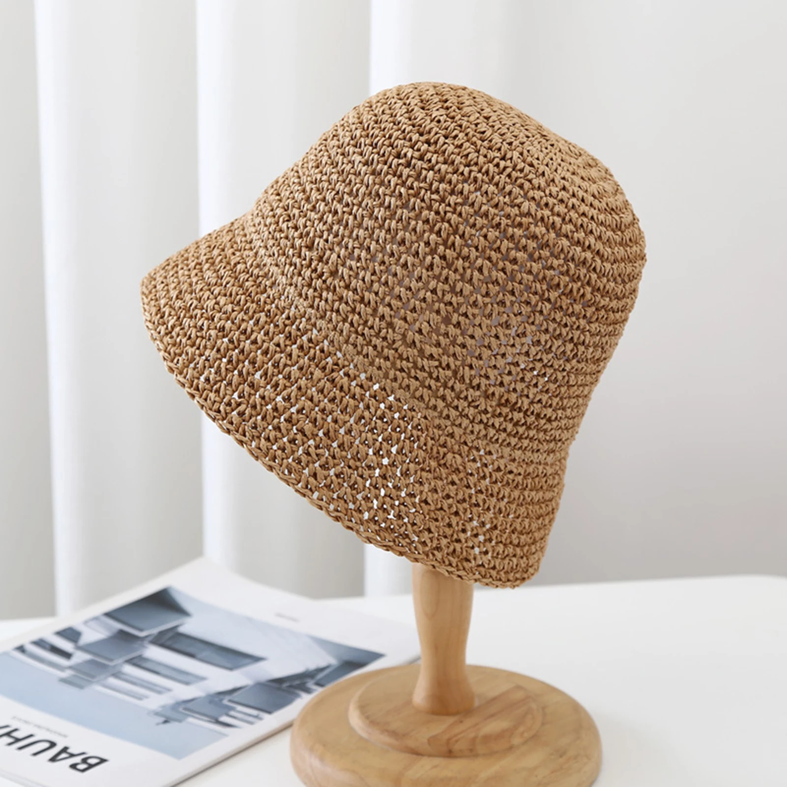 Cappello da sole da donna, cappello di paglia a tesa larga, anti-UV, parasole, adatto per attività all'aperto, cappelli da viaggio e da spiaggia, regalo_voghion.com
