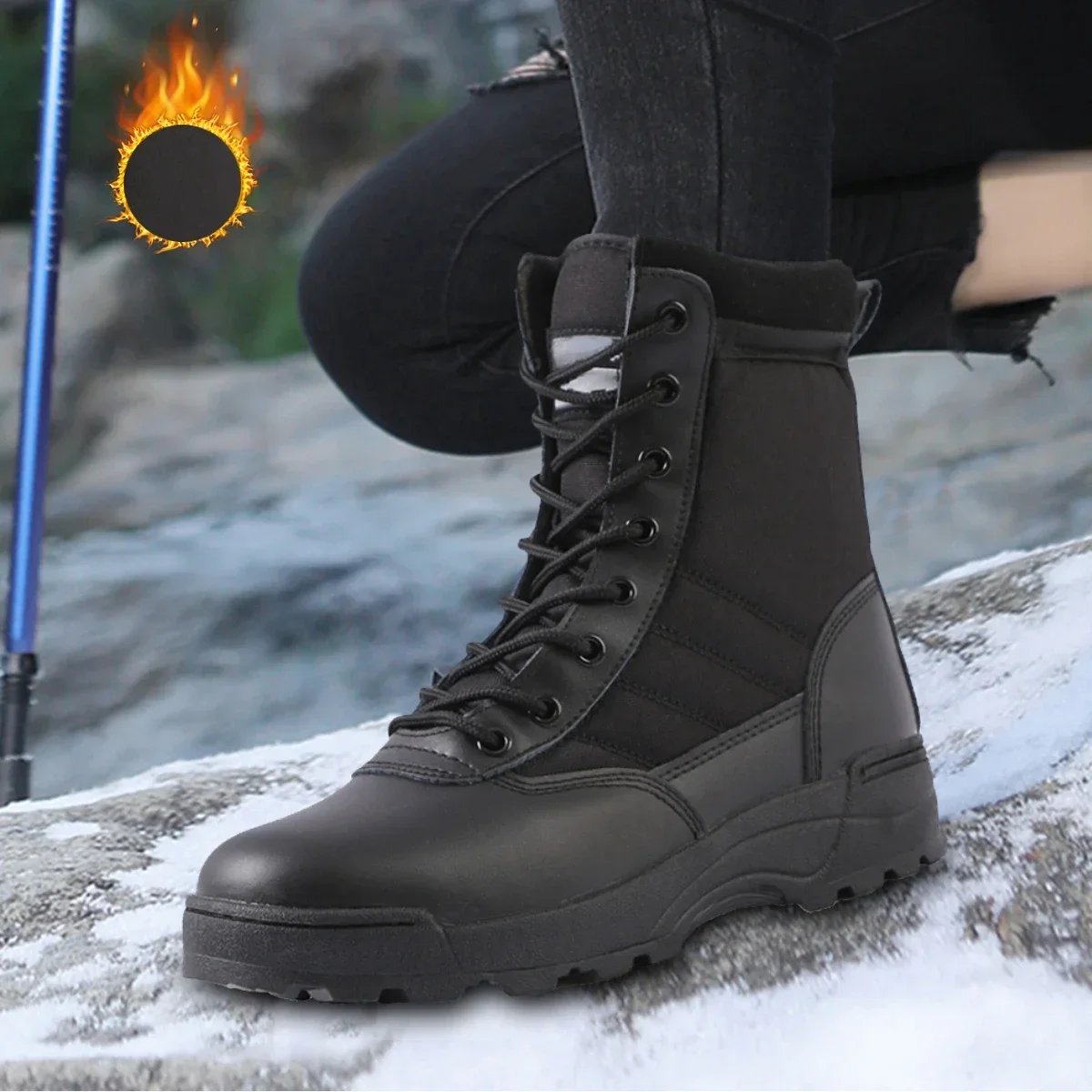 Desert Combat Boots Lace Up Winter Tactical Military Boots Breathable Hunting Training Boots High-top Lightweight for Men