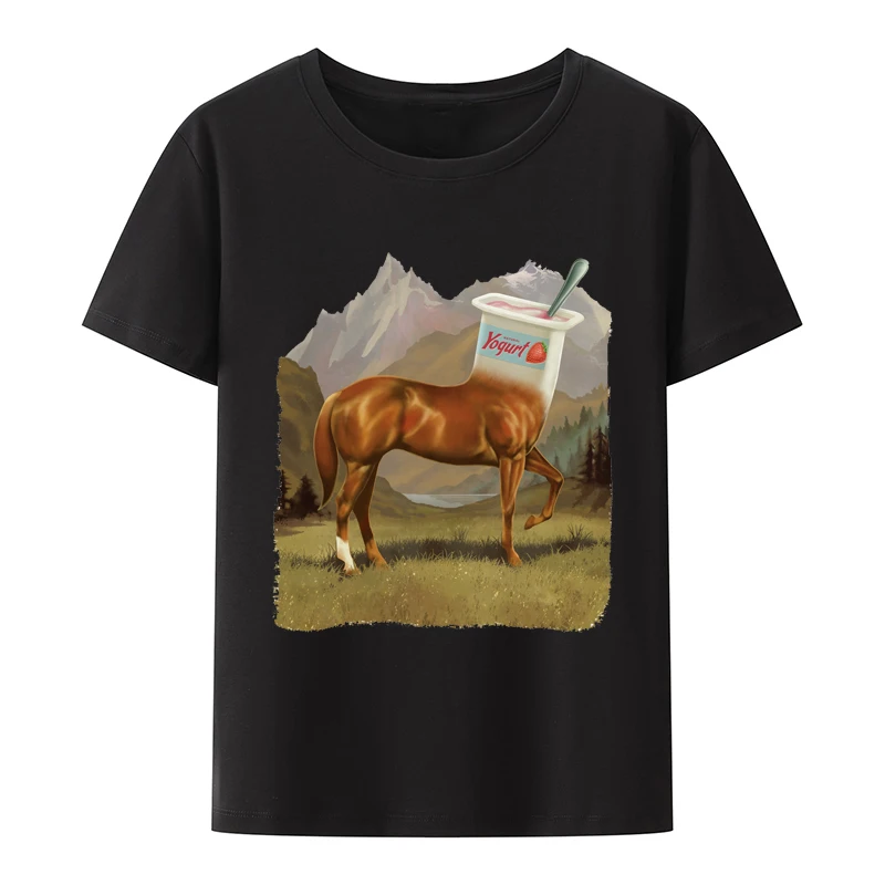 

Yogurt Headed Horse T-shirts Supernatural Theme Creative Printed T-shirt Top Leisure Novelty Men's Clothing Camisa Cool Koszulki