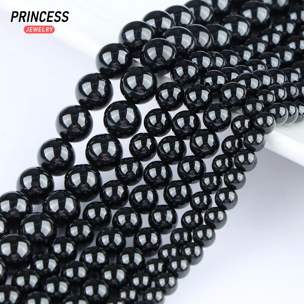 A++ 천연 블랙 스피넬 비즈 4 6 8mm 쥬얼리 용 루즈 스탠드 비즈 팔찌 DIY Handamde 만들기