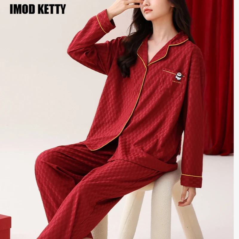 

Women Cotton Spring Autumn Sleepwear Ladies Korean Versatile Pijamas Simple Bedroom Home Clothes Pure Cotton Pajamas For Women