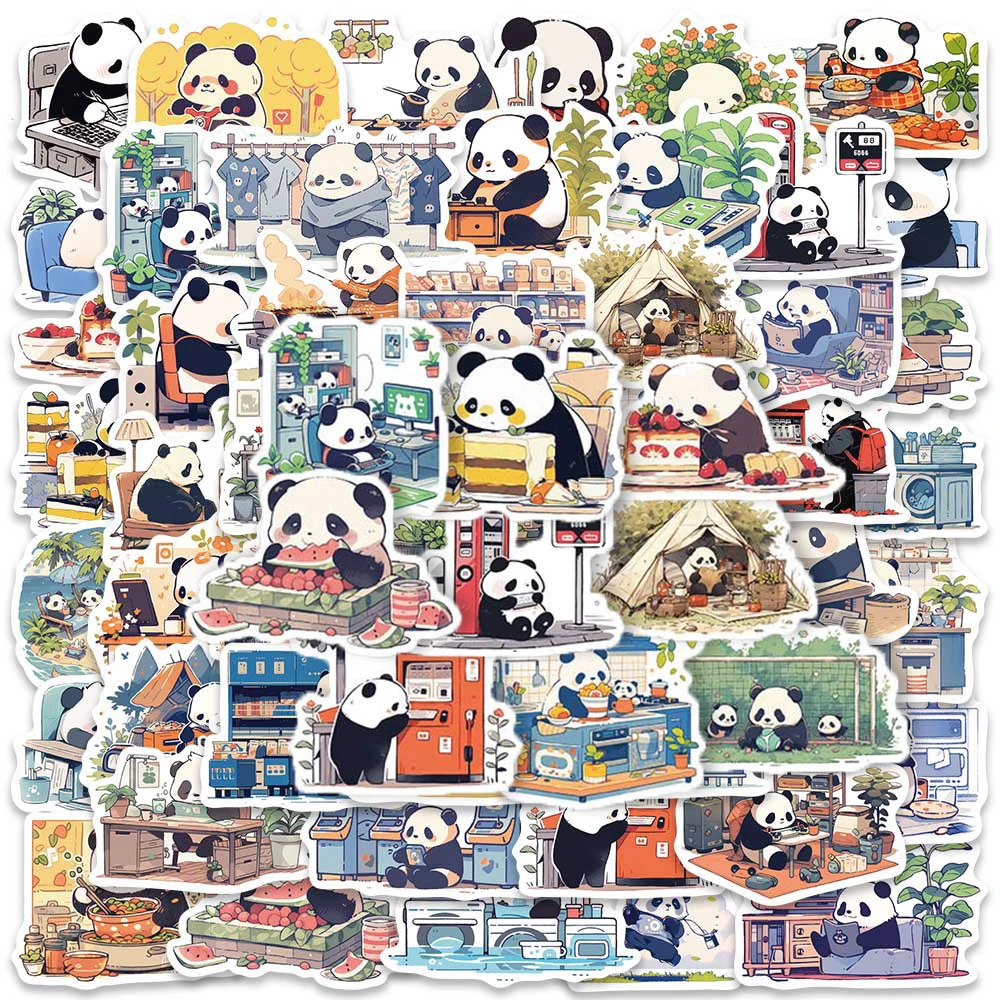 10/50Pcs Cartoon Cute Panda Varied Stickers Pack for Kids Travel Luggage Scrapbooking Laptop Notebook Decoration Graffiti Decals