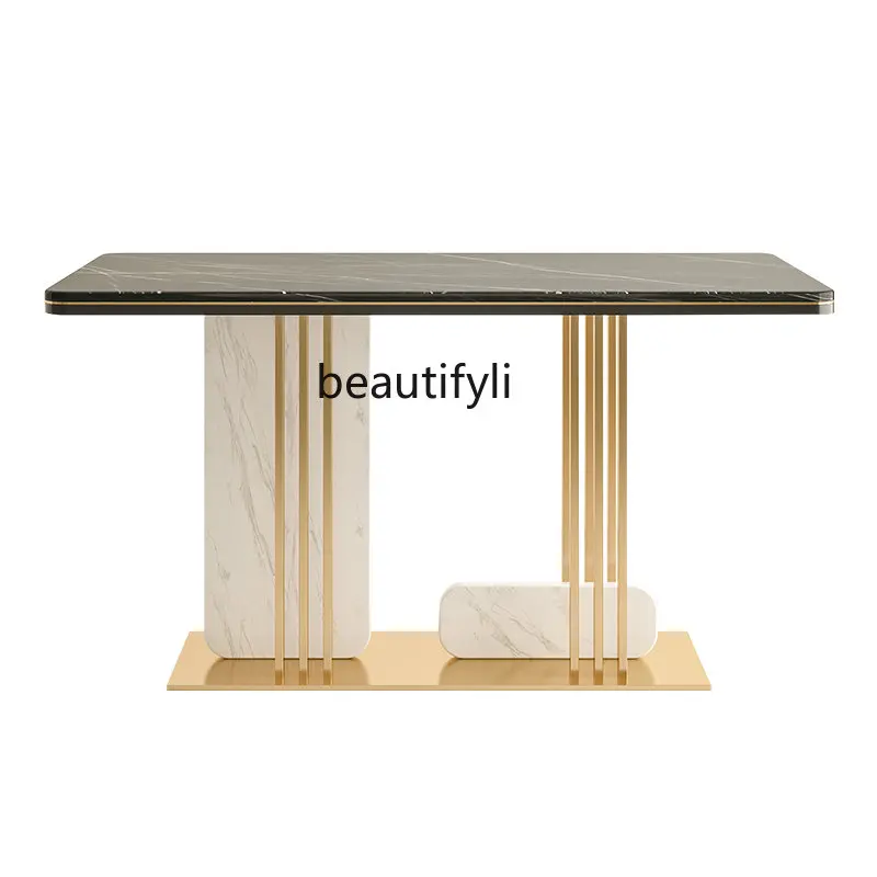 

Italian Style Dining Tables and Chairs Set Simple Post-Modern Household Rectangular Dining Table Nordic Marble Dining Table